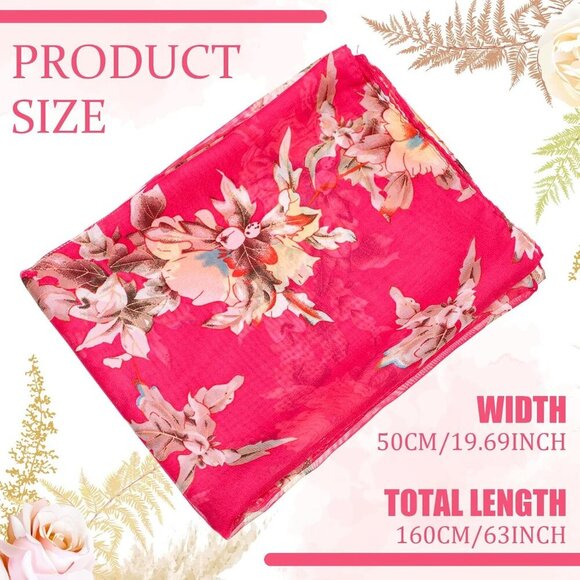 6 Pcs Scarves for Women Lightweight Summer Floral Print Pattern Scarf for Women - Picture 2 of 6